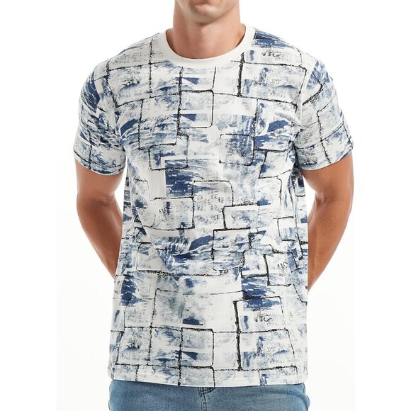 Men White Hipster Hip Hop Short Sleeve Print T Shirt Casual Streetwear Style - Picture 2 of 5